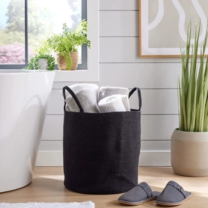 Cotton Rope Laundry Basket Black