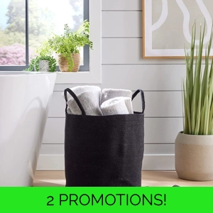 Cotton Rope Laundry Basket Black