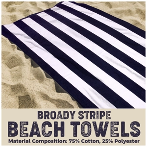 Navy Stripe 6ft Beach Towel
