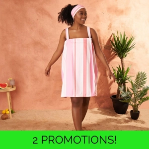 Towel Wrap Dress and Headband Set Stripe