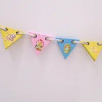 Dolls House Easter Bunting 9 Miniature Wood Flags 1:12 Scale