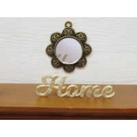 Dolls House Mirror Antique Bronze Colour Frame 1:12th Scale