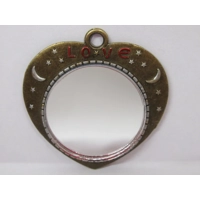 Miniature Dolls House Mirror Bronze Colour Heart Shape Frame 1:12 Scale