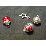 Dolls House Christmas Tree Decorations 12 Red Silver Miniature Baubles and Stars 1:12th Scale