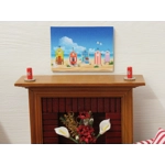 Dolls House Picture Beach Huts Miniature 1:12 Scale Wall Decor