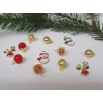 Dolls House Christmas Tree Decorations 12 Red Gold Miniature Baubles and Trinkets 1:12th Scale