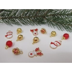 Dolls House Christmas Tree Decorations 12 Red Gold Miniature Baubles and Trinkets 1:12th Scale