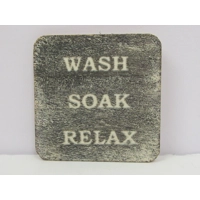 Dolls House Bathroom Sign Wash Soak Relax Black 1:12th Scale Miniature Wall Decor