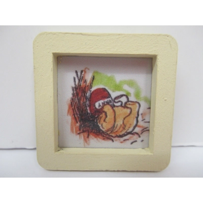 Dolls House Nursery Picture Winnie the Pooh Honey Pot Framed Wall Decor 1:12 Scale
