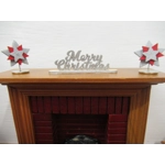 Dolls House Merry Christmas Word Silver Colour 1:12th Scale Miniature Xmas Decor