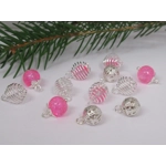 Dolls House Christmas Tree Decorations 12 Pink Silver Baubles 1:12th Scale Miniature Ornaments