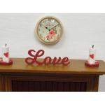 Dolls House Miniature Clock in a Wood Frame Love Vintage Theme 1:12th Scale Accessories