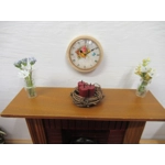 Dolls House Miniature Clock Love Vintage Floral Butterfly Theme 1:12th Scale Wall Decor
