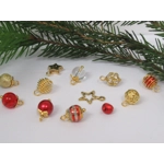 Dolls House Christmas Tree Decorations 12 Red Gold Baubles Miniature Ornaments 1:12th Scale