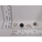 Dolls House Christmas Tree Decorations 12 Black Silver Miniature Baubles and Stars 1:12th Scale
