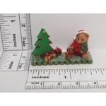 Dolls House Christmas Teddy Bear and Xmas Tree Miniature Ornament 1:12th Scale