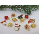 Dolls House Christmas Tree Decorations 12 Red Gold Miniature Baubles and Trinkets 1:12th Scale
