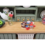 Dolls House Biscuits and Plate Red White Blue 1:12th Scale Cookies Miniature Food