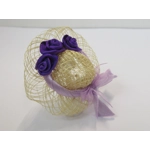 Dolls House Hat Purple Satin Roses Ribbon Trim and Organza Bow Miniature Clothes Accessory 1:12