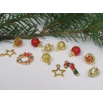 Dolls House Christmas Tree Decorations 12 Red Gold Baubles and Trinkets Miniature 1:12th Scale