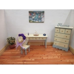 Dolls House Hat Purple Satin Roses Ribbon Trim and Organza Bow Miniature Clothes Accessory 1:12