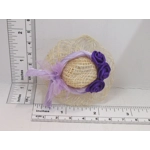 Dolls House Hat Purple Satin Roses Ribbon Trim and Organza Bow Miniature Clothes Accessory 1:12