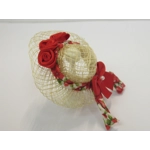 Miniature Hat Red Floral Trim and Mini Satin Roses Dolls House Clothes Accessories 1:12 Scale