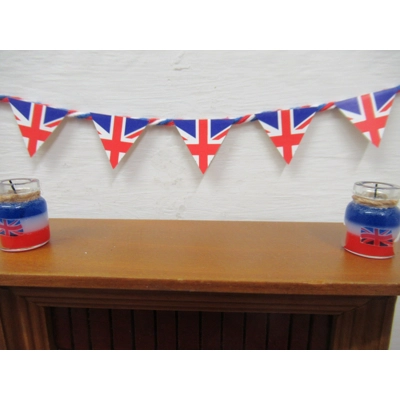 Dolls House Bunting 9 British Flags Miniature UK Decoration 1:12 Scale