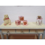 Dolls House 3 Toy Letter Blocks Teddy Bear Nursery Miniature Pink 1:12 Scale