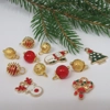 Dolls House Christmas Tree Decorations 12 Red Gold Miniature Baubles and Trinkets 1:12th Scale