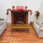 Dolls House Christmas Garland Xmas Embellishments and Red Flowers 1:12 Scale Miniature Decoration