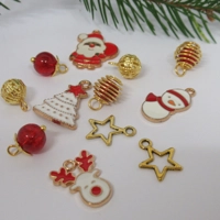 Dolls House Christmas Tree Decorations 12 Red Gold Miniature Baubles and Trinkets 1:12th Scale