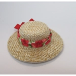 Dolls House Hat Red Floral Ribbon and Satin Bow Miniature Clothes Accessory 1:12 Scale