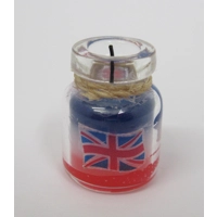 Dolls House Candle Red White and Blue in a Glass Jar UK Miniature Accessory 1:12th Scale