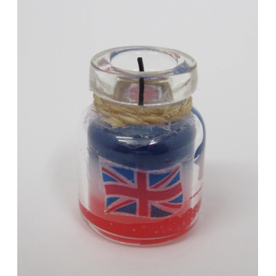 Dolls House Candle Red White and Blue in a Glass Jar UK Miniature Accessory 1:12th Scale