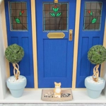 Dolls House Topiary 2 Handmade Miniature Trees in Duck Egg Blue Colour Terracotta Pots 1:12th Scale