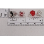 Dolls House Christmas Tree Decorations 12 Red & Silver Miniature Baubles and Bells 1:12 Scale