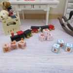 Dolls House 3 Toy Letter Blocks Teddy Bear Nursery Miniature Pink 1:12 Scale