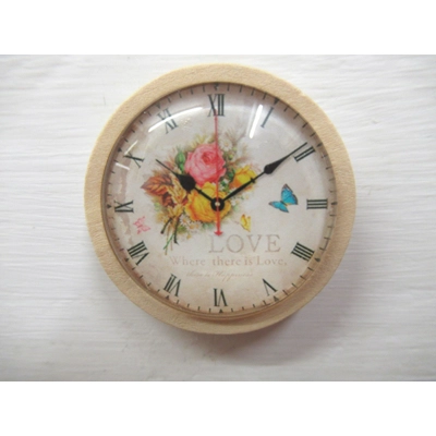 Dolls House Miniature Clock Love Vintage Floral Butterfly Theme 1:12th Scale Wall Decor