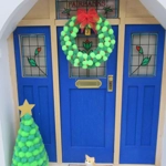 Dolls House Christmas Wreath Miniature Pom Poms Tiny Berries and Red Organza Bow 1:12 Scale