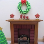 Dolls House Christmas Wreath Miniature Pom Poms Tiny Berries and Red Organza Bow 1:12 Scale