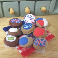 Dolls House Biscuits and Plate Red White Blue 1:12th Scale Cookies Miniature Food