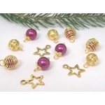 Dolls House Christmas Tree Decorations 12 Purple Gold Miniature Baubles and Stars 1:12th Scale