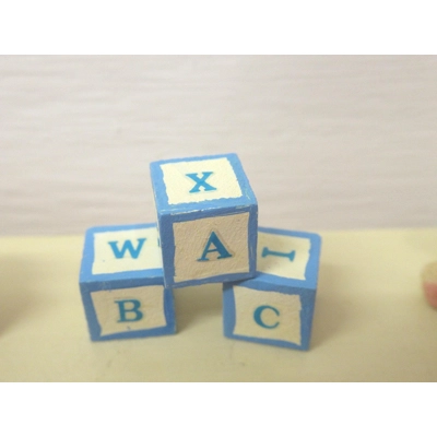Dolls House Toy ABC Blocks Set of 3 Blue Miniature Nursery Accessory 1:12 Scale