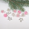 Dolls House Christmas Tree Decorations 12 Pink Silver Miniature Baubles and Stars 1:12th Scale