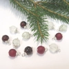 Dolls House Christmas Tree Decorations 12 Wine Red & Silver Miniature Glass Baubles 1:12th Scale