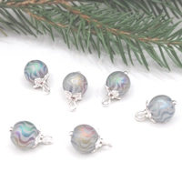 Dolls House Christmas Tree Decorations 6 Rainbow Silver Miniature Glass Baubles 1:12th Scale