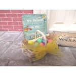 Dolls House Easter Basket with 10 Hand Painted Coloured Eggs Miniature Decoration 1:12th Scale