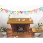 Dolls House Easter Bunting 9 Miniature Wood Flags 1:12 Scale
