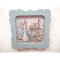 Dolls House Picture Peter Rabbit Blue Frame 1:12 Scale Miniature Nursery Wall Decor